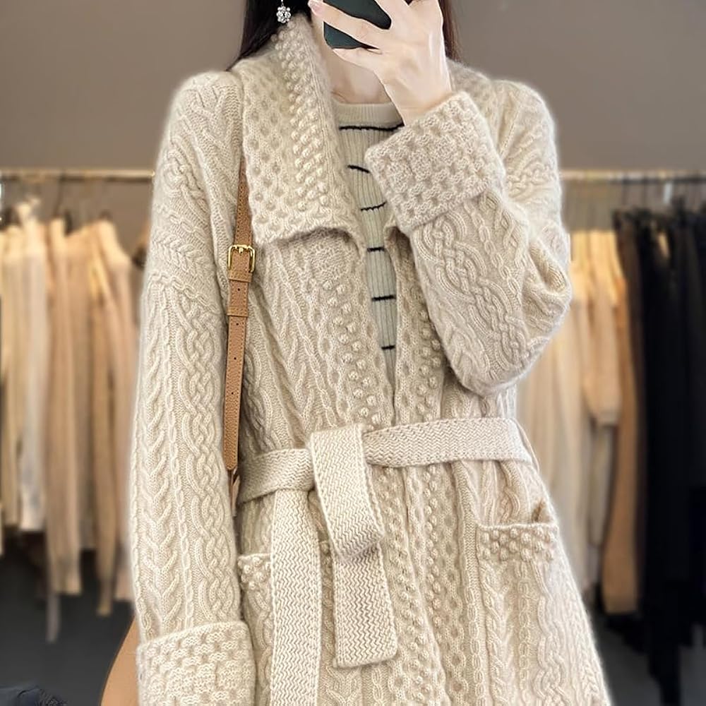 トップス 2025SS HARD TWIST CASHMERE KNIT CARDIGAN 2023 Winter/Autumn Women's Cashmere Loose Cardigan Long